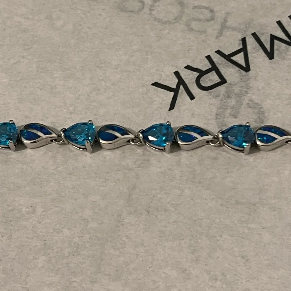 LOVED AUTHENTIC LONDON BLUE TOPAZ STONES/BLUE FIRE OPAL STERLING SILVER BRACELET